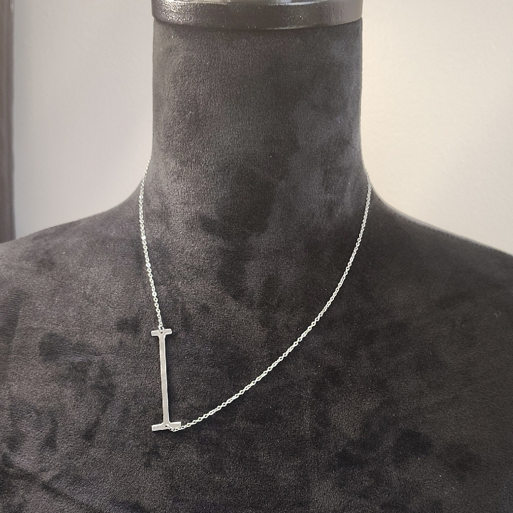 Initial “I” Necklace Stainless Steel Minimalist Pendant Silver Jewelry